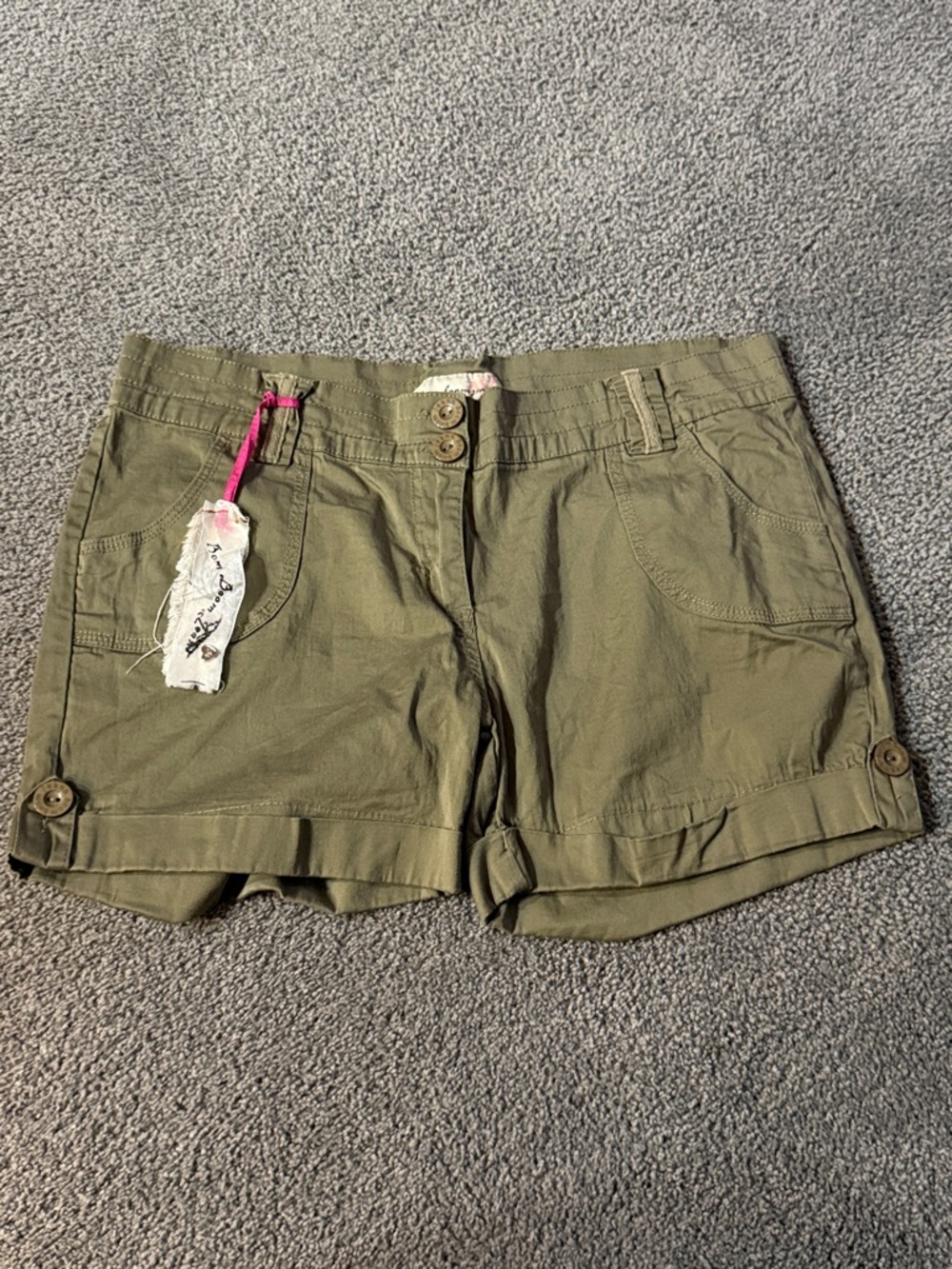 Boom Boom Jeans Olive Cargo Shorts. Size Junior 15.